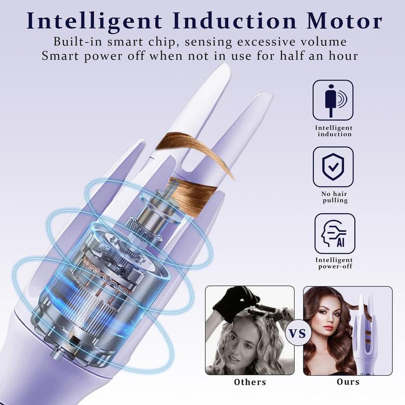 Automatic Hair Curler,Automatic Curling Iron with 4 Temperatures,Dual Voltage Rotating Curling Iron with 1 1/4 Inch Fast Heating and Auto Shut-Off for Professional Hair Styling