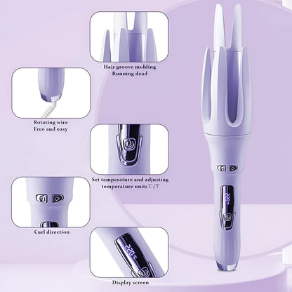 Automatic Hair Curler,Automatic Curling Iron with 4 Temperatures,Dual Voltage Rotating Curling Iron with 1 1/4 Inch Fast Heating and Auto Shut-Off for Professional Hair Styling