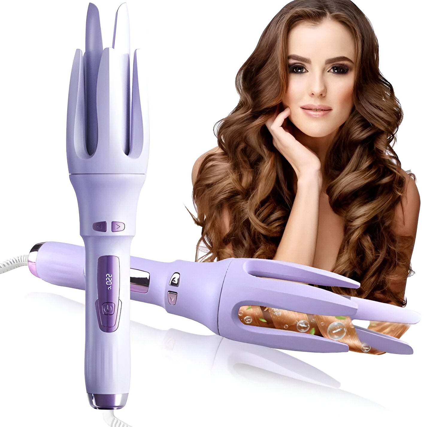 Automatic Hair Curler,Automatic Curling Iron with 4 Temperatures,Dual Voltage Rotating Curling Iron with 1 1/4 Inch Fast Heating and Auto Shut-Off for Professional Hair Styling