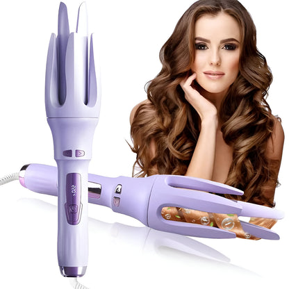 Automatic Hair Curler,Automatic Curling Iron with 4 Temperatures,Dual Voltage Rotating Curling Iron with 1 1/4 Inch Fast Heating and Auto Shut-Off for Professional Hair Styling